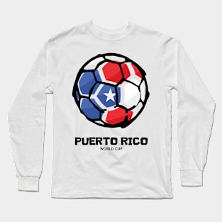 Puerto Rico Football Country Flag Long Sleeve T-Shirt